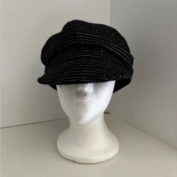 NWOT August Black & Silver Striped Cadet Cap - Picture 2 of 5